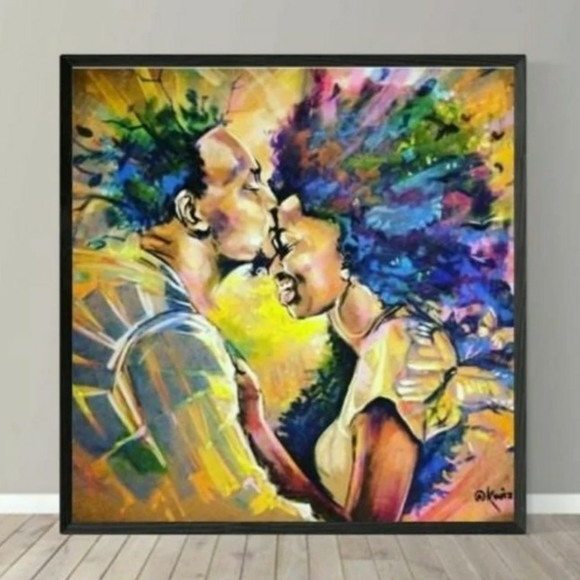 Melanin Love Colorful Abstract Art Print- 22x22 - Picture 1 of 3